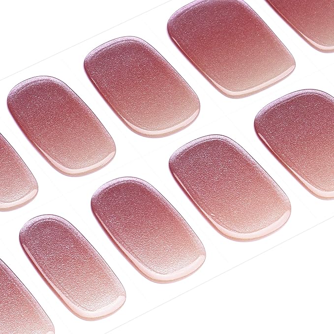 DANNI & TONI Semi Cured Gel Nail Strips Cinnamon Gradient Mirror Gel Nail Wraps 28 Stickers | Cinnamon Glow
