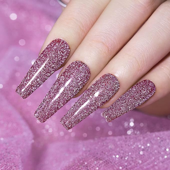 Reflective Glitter Gel Nail Polish, Diamond Gelpolish Violet Nailpolish Sparkly Shiny Gel Nail Art Varnish Manicure for Starter Nail DIY at Home U V L E D Cure Required RAR84