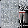 RODAKY Silver Clear Rhinestone Flatback Resin Gems for Crafts Bedazzling Crystal Diamonds 2Pcs 10ml B7000 Jewelry Glues Tweezers Dotting Pen for DIY Crafts Clothing Shoes Nail Art