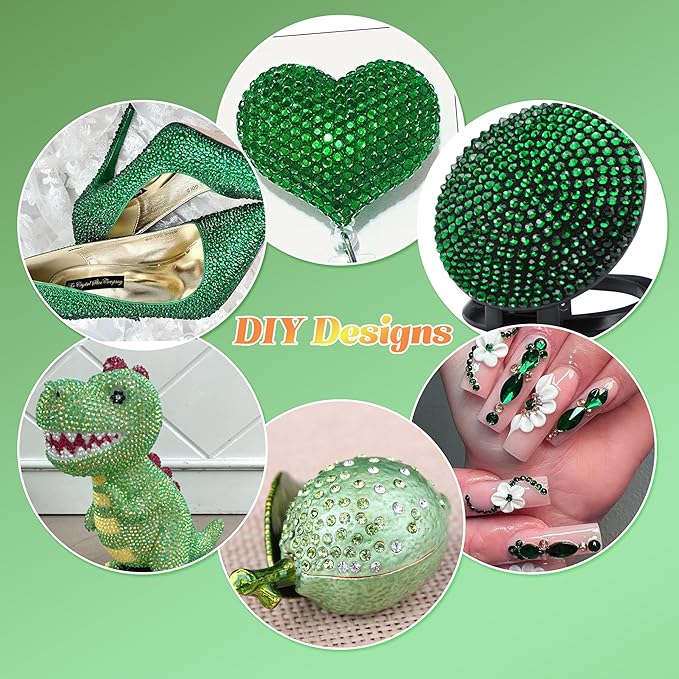 22000 Pcs Green Flatback Pearls and Rhinestones Bedazzling Kit, Resin Rhinestones Gems for Crafting, Mixed Size Half Pearls Gems for Nails Face Eyes Makeup Bottles Shoes DIY Crafts