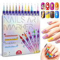 12 Colors Nail Art Pens Set, Nail Art Markers Polish Pens for 3D Nails, Dotting Drawing Painting Liner Brush for DIY Manicure, Home and Salon Nail Art Tools for Women and Men
