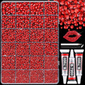 32000Pcs Resin Red Rhinestones with B7000 Jewelry Glue for Crafting, 2-6mm Non Hotfix Flatback Gems, Bedazzling Crystal for DIY Crafts Clothing Tumblers Mugs Shoes Fabric Decor Nail Art