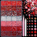 22000 Pcs Red Flatback Pearls and Rhinestones Bedazzling Kit, Resin Rhinestones Gems for Crafting, Mixed Size Half Pearls Gems for Nails Face Eyes Makeup Bottles Shoes DIY Crafts