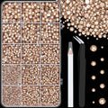 16000Pcs Resin Rhinestones with Tweezers for Crafting, Champagne 2-6mm Mixed Sizes Non Hotfix Flatback Gems, Bedazzling Crystal for DIY Crafts Clothing Tumblers Mugs Shoes Fabric Decor Nail Art