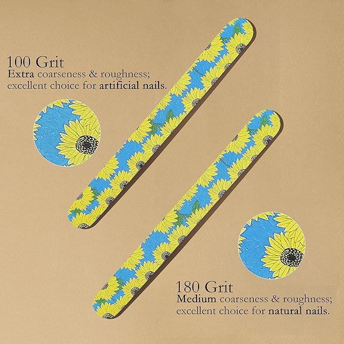 Colorful Nail File Strips - Double Sided Filers for Shaping and Smoothing Toenails and Fingernails - Manicure and Pedicure Nail Buffers - 12 Pack