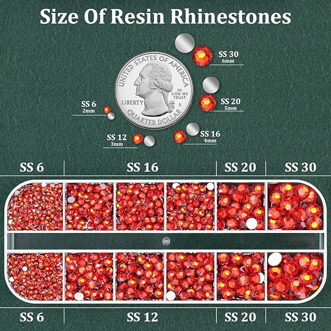 Resin Rhinestones for Crafting with B7000 Jewelry Glue, 1 Box Red Zircon Flatback Crystals with 3Pcs 10ml Glue for Bedazzling Crafts DIY Nail Art Makeup，Non Hotfix Gems for Clothing Shoes
