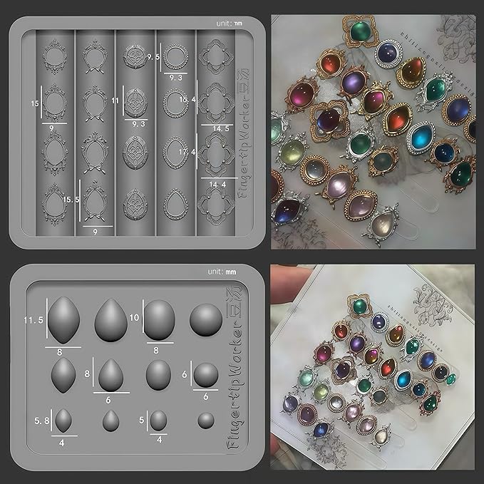 Exquisite Nail Art Embossing Molds Gem Frame Shapes 3D Nail DIY Tools