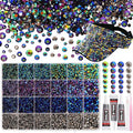 26000PCS Black AB Blue Purple Resin Flatback Rhinestones for Crafting, Resin Rhinestones for Bedazzling Kit, 2/3/4/5/6mm Flatback Gems Jewels for DIY Mugs Tumblers Clothing Shoes Nail Art