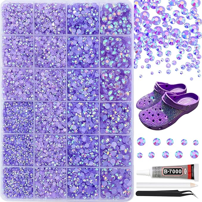 RODAKY Resin Jelly Rhinestones for Crafting Bedazzling,2-6MM Rhinestones for Nails Art,Light Purple AB Nail Rhinestone and Gems,Nail Diamond Flatback Gems Crystals Charms for Nail Design DIY Makeup