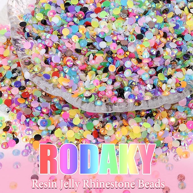 RODAKY 28 Color Rhinestone 3mm Resin Jelly Rhinestones Colorful Flatback Gems for Bedazzling Crystal Rhinestone Kit with 3Pcs 10ml B7000 Glue Diamond Jewels for Crafting DIY Art