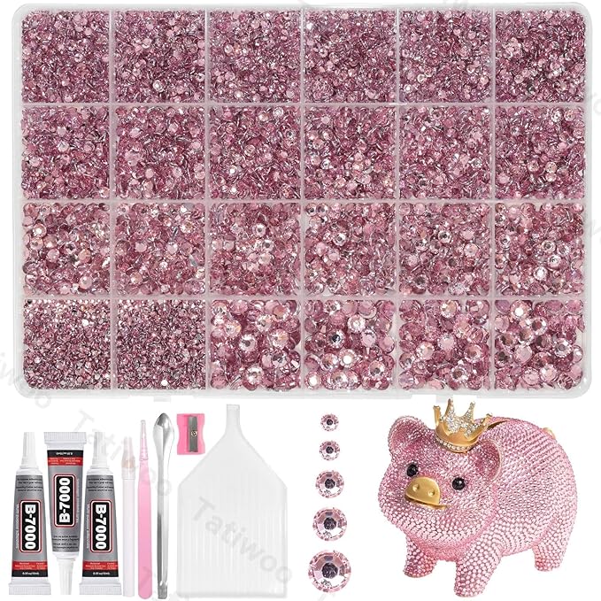 20000Pcs Light Pink Flatback Jelly Resin Rhinestones for Bedazzling, Mix Sizes 2-6mm Crystal Rhinestones Gems, Pink Gems Bedazzling for Crafting for DIY Face Makeup Crafts Tumblers