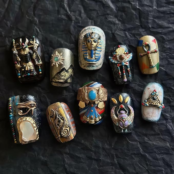 3D Egyptian Elements Gel Nail Art Mold Silicone Tools Nails Women DIY Shapes Sphinx Small Model Resin Scarab Gel Molds for Accessories Supplies
