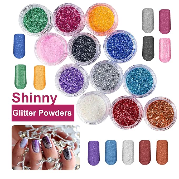 Acrylic Nail Kit for Beginners with Everything 12 Glitter Acrylic Powder, Tips, Decoration Supplies for Professional Nail Art Tools Women DIY Gifts