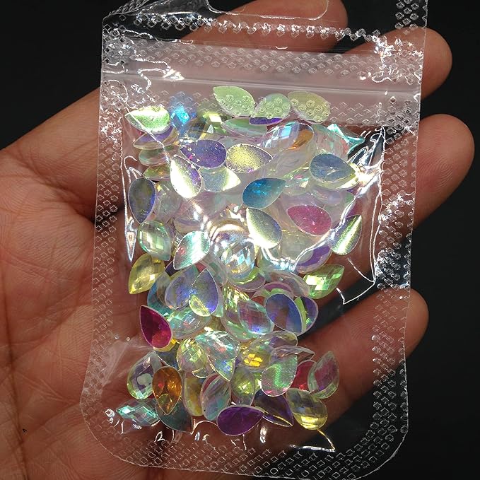 100PC Flatback Water Drop Rhinestones Nail Art Rhinestones AB Crystals Glass Stones 3D Nail Jewelry Accessories