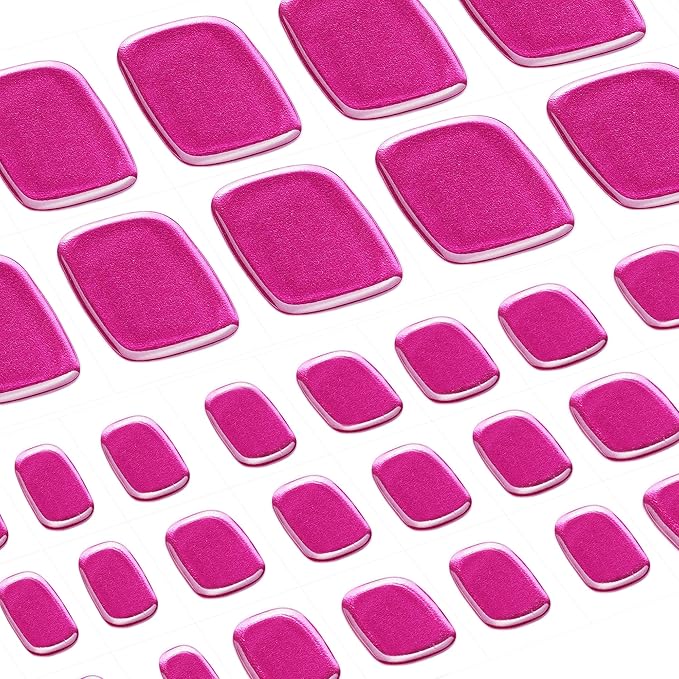 DANNI & TONI Semi Cured Gel Toenail Strips Hot Pink (Cosmic Bloom) Magenta Mirror Toe Nails Stickers Gel Pedi Wraps 37 Stickers