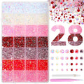 22000Pcs Pink Red Rhinestones for Bedazzling, Jelly Bedazzling Resin Gems 3-5mm, Pink White Gems Bedazzling Kit for Crafting, Flatback Color Red Hot Pink AB Gems for Nails Face Makeup Tumblers
