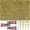 31000Pcs Gold Resin Rhinestones for Bedazzling, Gold Bedazzle Gems Flatback, Bling Stones Flat Back Diamond Jewel Crystal Bedazzled for Clothes Crafts Crafting 2-6mm Assorted Size Bulk and b-7000 Glue