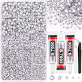 16000Pcs Resin Rhinestones for Crafting, Silver Clear Flatback Gems, Bedazzling Crystal with 3Pcs 10ml B7000 Jewelry Glue Bedazzler Kit for DIY Crafts Clothing Tumblers Shoes Fabric Nail Art