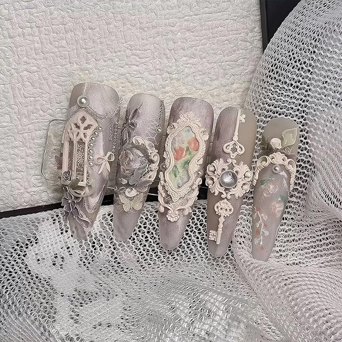 Nail Art Molds Kit - Cathedral Window & Patterned Key Designs DIY Gemstone Resin Embossed Nails Personalized Handmade Manicure Tools