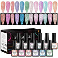 Reflective Glitter Gel Polish 12 Colors Sparkle Gel Nail Polish Set Diamond Shine Pink Purple Red Holographic Glitter Gel Soak off Uv LED Manicure Gifts for Women