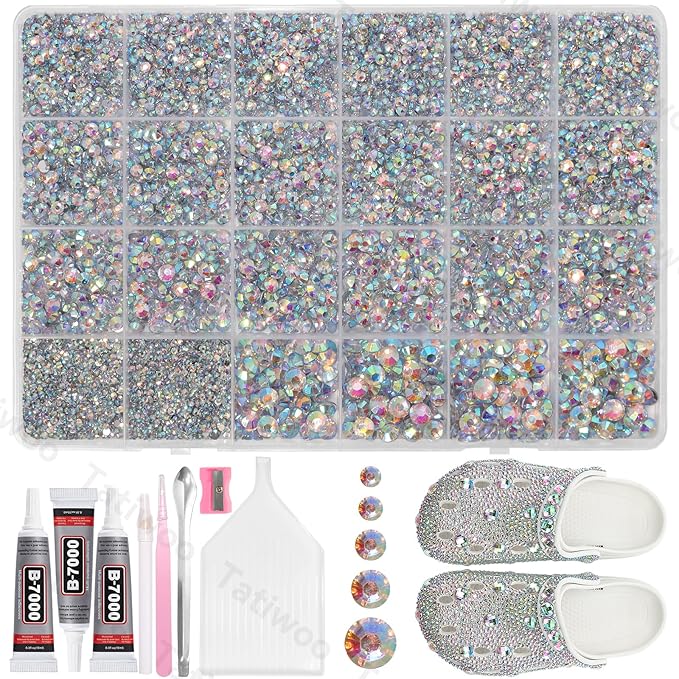 20000Pcs AB Flatback Jelly Resin Rhinestones for Bedazzling, Mix Sizes Crystal Rhinestones Gems, AB Gems Bedazzling for Crafting, Flatback Rhinestone for DIY Face Makeup Crafts Tumblers