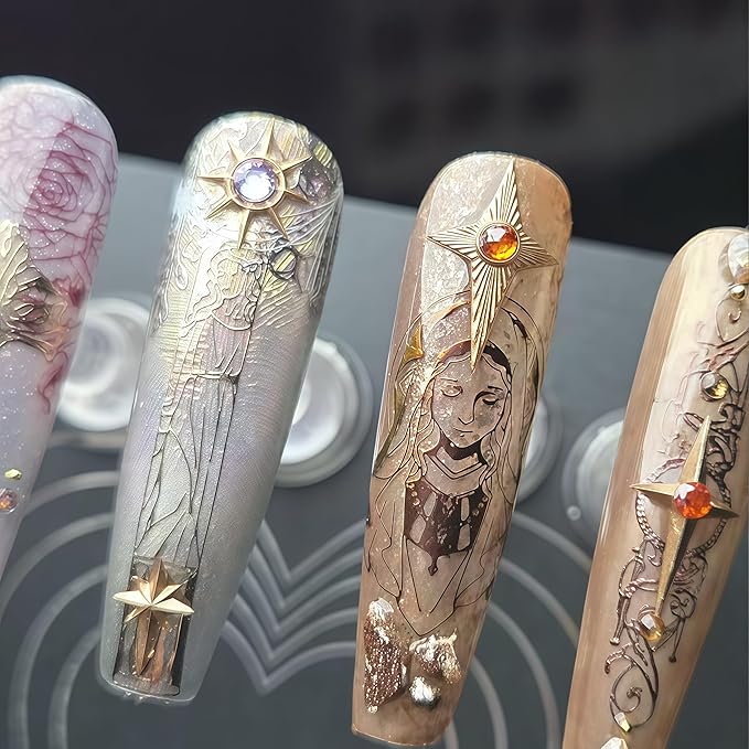 3D Star Nail Mold Multiple Shapes Metal Starlight Silicone Nails Molds Accessories Gel Moon Art Manicure Tools