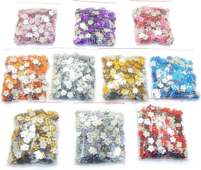 Perlin Acrylic Crystals Sewing Gemstones Set 2500 Pieces 10 Colours Flower Jewellery Stones with Hole Flat Back Resin Rhinestones for Textiles Clothing Costumes