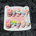 Short Press on Nails Handmade Nails 10Pcs PINKBUBU Cute Manual Press on Nails for Women Party Holiday Photo 25mm Long Size M