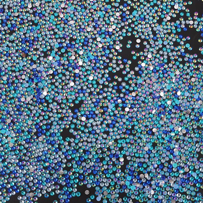 4500Pcs Flatback Rhinestones for Crafts, 3mm Blue Crystals Rhinestone, Resin Flatback Glitter Gems Nail Diamonds Rhinestones for Clothes Accessories DIY