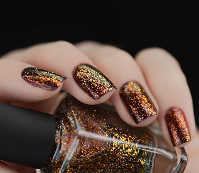 ILNP Glory - Red, Orange, Copper, Gold, Chartreuse Ultra Chrome Flakie Nail Polish