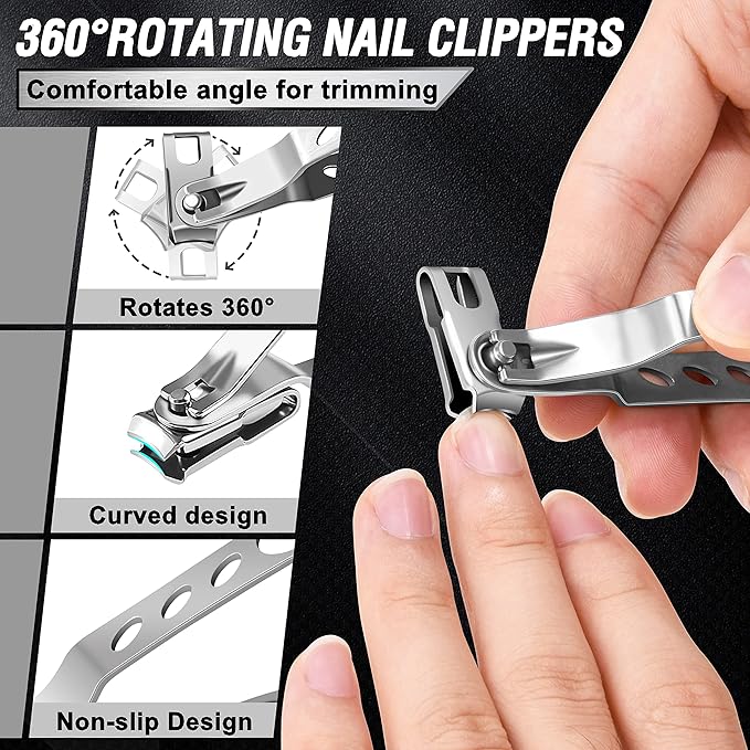Toenail Clippers for Seniors Thick Toenails, Aucurwen Heavy Duty Toe Nail Clippers Adult Thick Nails Long Handle, Large Toenail Clippers for Thick Nails 7Pcs(Orange)