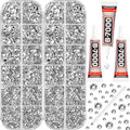 11000Pcs Silver Clear 2/3/4/5mm Flatback Rhinestones with Glue for Bedazzling Crafting Clothing Clothes Crafts Shoes Nail Art, Resin Flat Back Gems Crystals Diamonds Gemstones Jewels Stones Kit