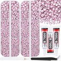 12000Pcs Resin Rhinestones for Bedazzling with 3Pcs B7000 Jewelry Glue, 2 Boxes Light Pink Flatback Rhinestones for Crafting Crafts DIY, Crystals Gems for Clothing Shoes Tumblers Nail Art Makeup
