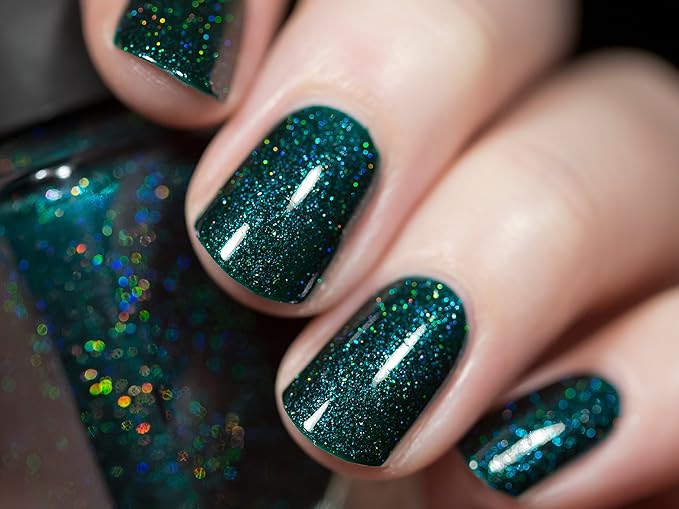 ILNP Fir Coat - Sultry Emerald Green Holographic Nail Polish
