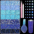 22300Pcs Blue Rhinestones for Bedazzling, 3mm-6mm Flatback Jelly Bedazzling Resin Gems, Blue Gems AB Bedazzling Kit for Crafting Nails Face Makeup Crafts Tumblers