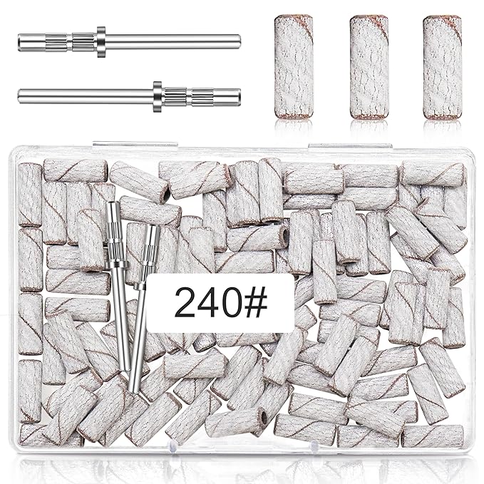 240 Grit Small Sanding Bands Nail Drill Bit, 100 Pcs 3.1 MM Mini Sanding Bands for Nail, Extreme Fine Grit, Aluminum Oxide, Silicon Carbide, White, Nail Drill Bits, Abrasives, Nail
