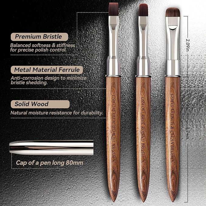 Large Flat Acrylic Nail Brush for Builder Base Color Gel-Acrylic Nail Art Tool with Wide Head,Smooth Application Salon Brush