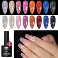 YTD Likomey Reflective Glitter Gel Nail Polish Set,Fall Winter Falsh 8 Colors Holographic Diamond Sparkly Black Silver Gold Blue Red Pink Plum Orange Salon Home UV Color Varnish Gift,0.25 Fl Oz 7.5 ml
