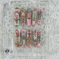 Press on Nails Handmade Nails 10Pcs Oil Painting Style Style Hand-painted The Pink Palace Manual Press on Nails for Women Party Holiday Photo 40mm Long Size M