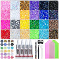 34000 Pcs Resin Jelly Rhinestones Kit, 24 Colors 3mm Flatback Rhinestones with 4 Pcs B7000 Jewelry Glue & Tools, All-in-One Bedazzling Kit for DIY Arts & Crafts Gifts