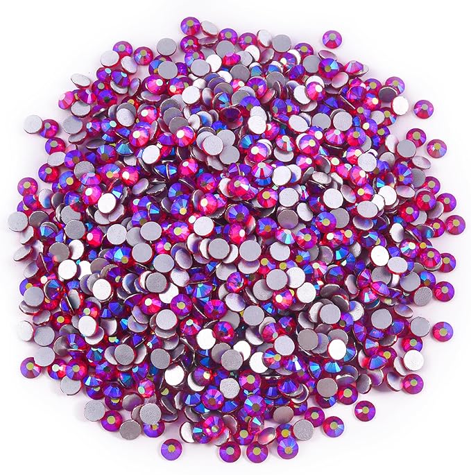Blinginbox Glass Flatback Rhinestones Crystal Round Gems,Siam AB,SS8/1440pcs,2.3-2.5mm