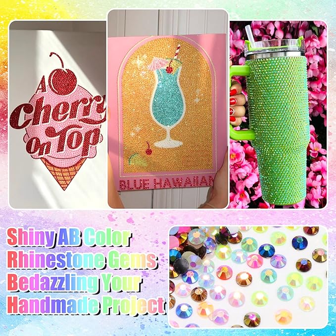 RODAKY 30000PCS Resin Jelly Rhinestone 4mm Flatback Crystal Gems AB Color Rhinestones Bedazzling Kit with 2PCS 10ml B7000 Jewelry Glue Tweezers Pen Making Kit for DIY Craft Clothing Shoes Nail Decor