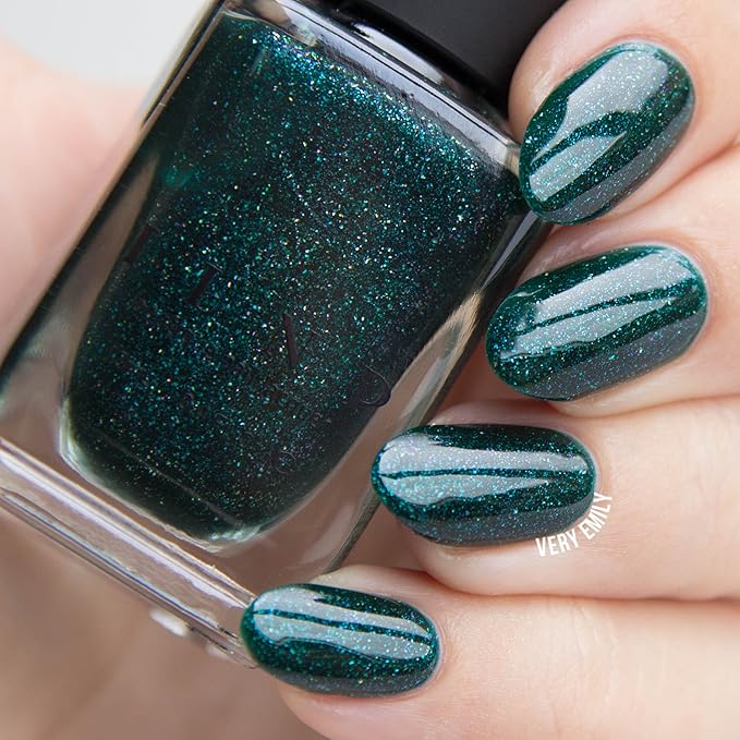 ILNP Fir Coat - Sultry Emerald Green Holographic Nail Polish