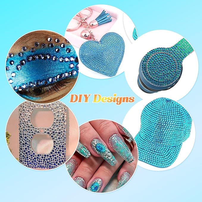 22000 Pcs Blue Flatback Pearls and Rhinestones Bedazzling Kit, Resin Rhinestones Gems for Crafting, Mixed Size Half Pearls Gems for Nails Face Eyes Makeup Bottles Shoes DIY Crafts