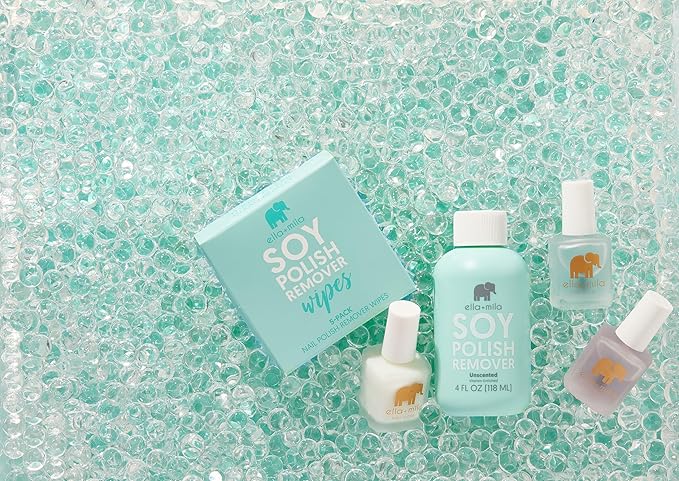 ella+mila Soy Nail Polish Remover – Unscented, Non-Acetone, Non-Toxic Fingernail Polish Remover for Natural Nails – Gentle, Vegan Formula Enriched with Vitamins A, C & E (4 fl oz)