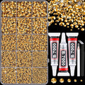 16000Pcs Resin Rhinestones for Crafting, Gold Non Hotfix Flatback Gems, Bedazzling Crystal with 3Pcs 10ml B7000 Jewelry Glue for DIY Crafts Clothing Tumblers Shoes Fabric Nail Art