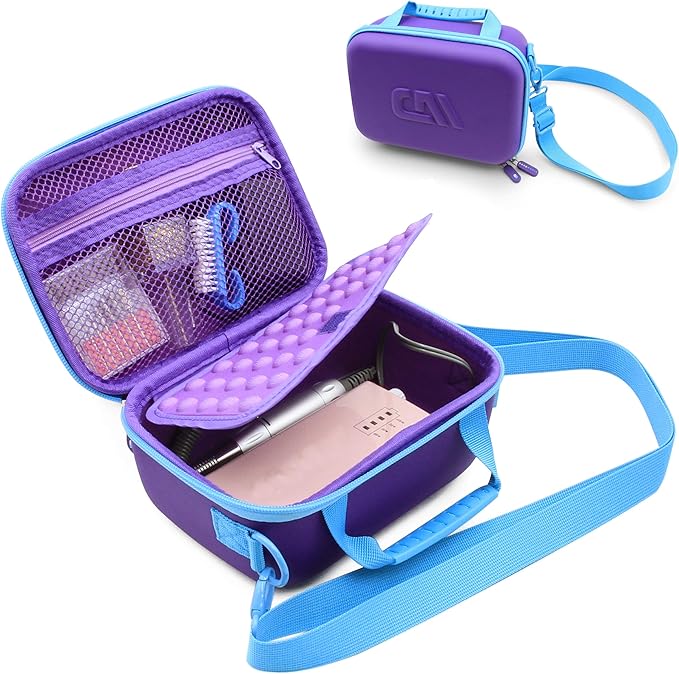 CASEMATIX Portable EFile Nail Drill Machine Case - Professional Hard Shell Bag for Rechargeable Nail Machine Compatible with Nails Drill from AIRSEE, AZ GOGO, MelodySusie, NATPLUS and More