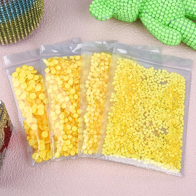 Blinginbox Flatback Rhinestones Round Gems, 1440pcs Luminous Series Glass Stones Neon Gems Non Hotfix Crystal Rhinestones for Nail Charms Crafts Clothes Tumblers,Yellow Neon,SS16.