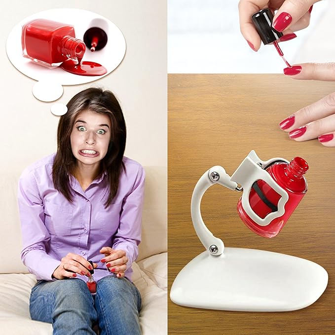 Grip&Tip Nail Polish Holder and nail art surprise the original, best nail polish bottle holder - anti-spill nail polish holder - no mess, saves time & money - perfect for DIY nail art (White)