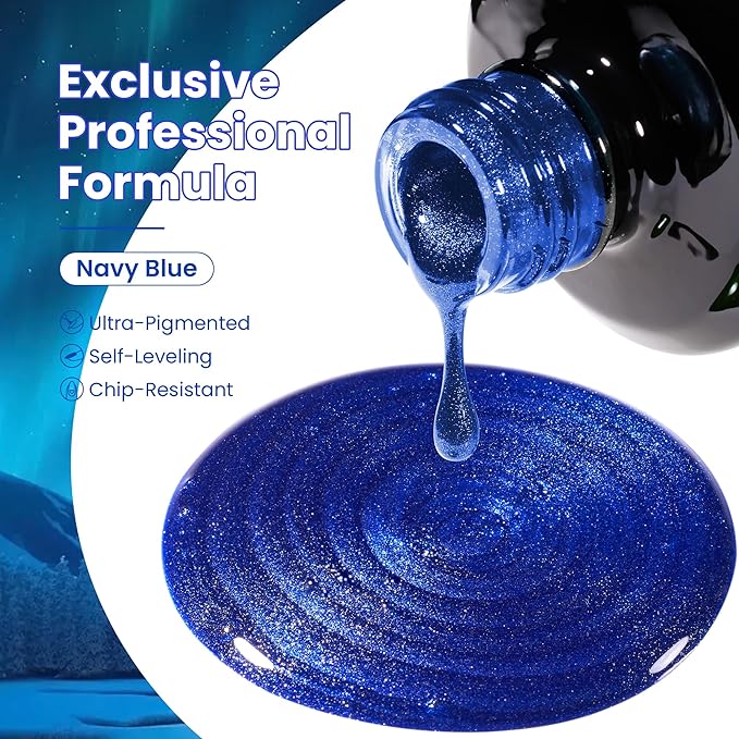 beetles Gel Polish Navy Blue Cat Eye Gel Nail Polish - 15ML Blue Cat Eye Glitter Gel Polish Magnetic Shimmer Effect Soak Off UV French Nail Art Design Salon DIY Manicure Gift for Women